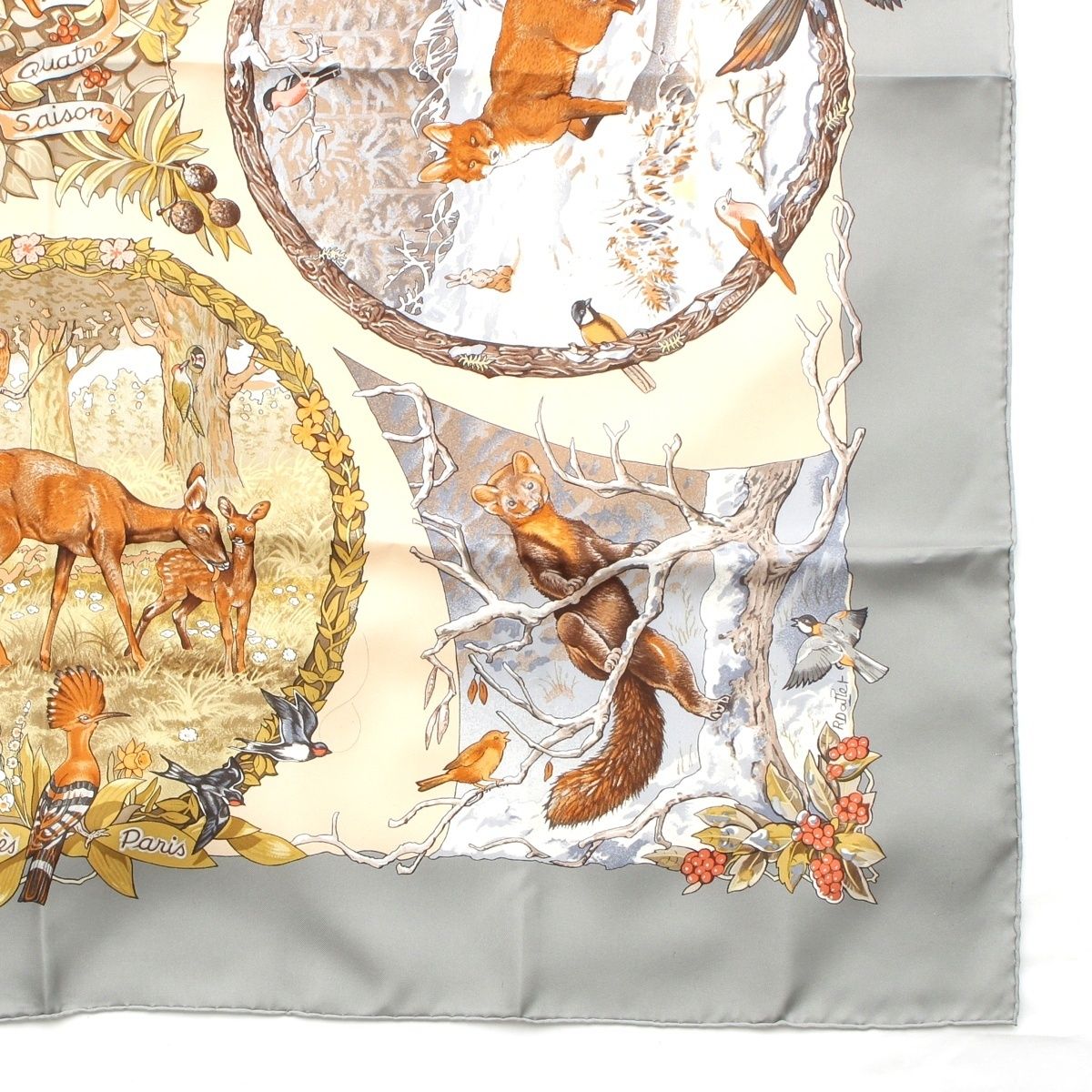 エルメス　カレ90 LES QUATRE SAISONS 質屋 HERMES エルメス スカーフ カレ90 Les Quatre Saisons 四季