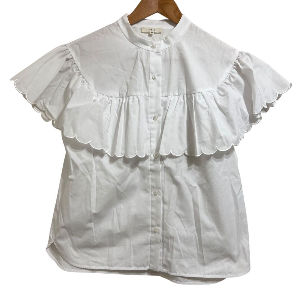 【美品】  yori / ヨリ | ギンガムスカラップカラー プルオーバーシャツ | F | ネイビー | レディース 美品】 yori / ヨリ | ギンガムスカラップカラー プルオーバーシャツ