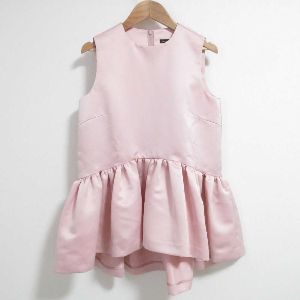 良品 TSURU By MARIKO OIKAWA ツルバイマリコオイカワ MATINE ノースリーブ サテンタック ブラウス シャツ ピンク レディース 古着 中古 USED 良品 TSURU By MARIKO OIKAWA ツルバイマリコオイカワ MATINE