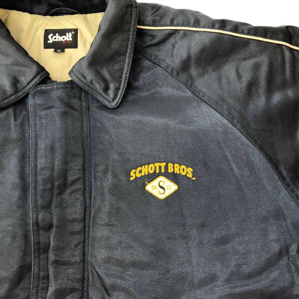 90年代 Schott ショット 中綿 ナイロンジャケット ネイビー(メンズ XL