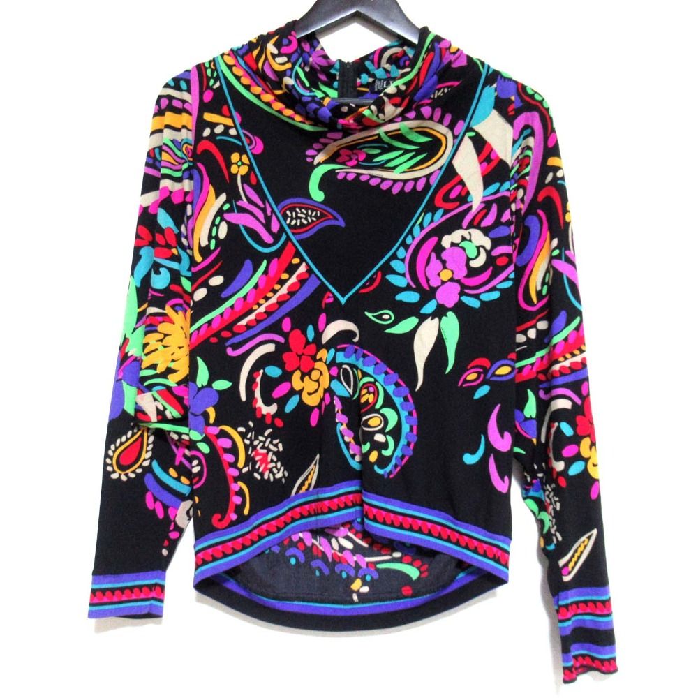 良品 LEONARD レオナール ペイズリー柄 長袖 シルク ブラウス