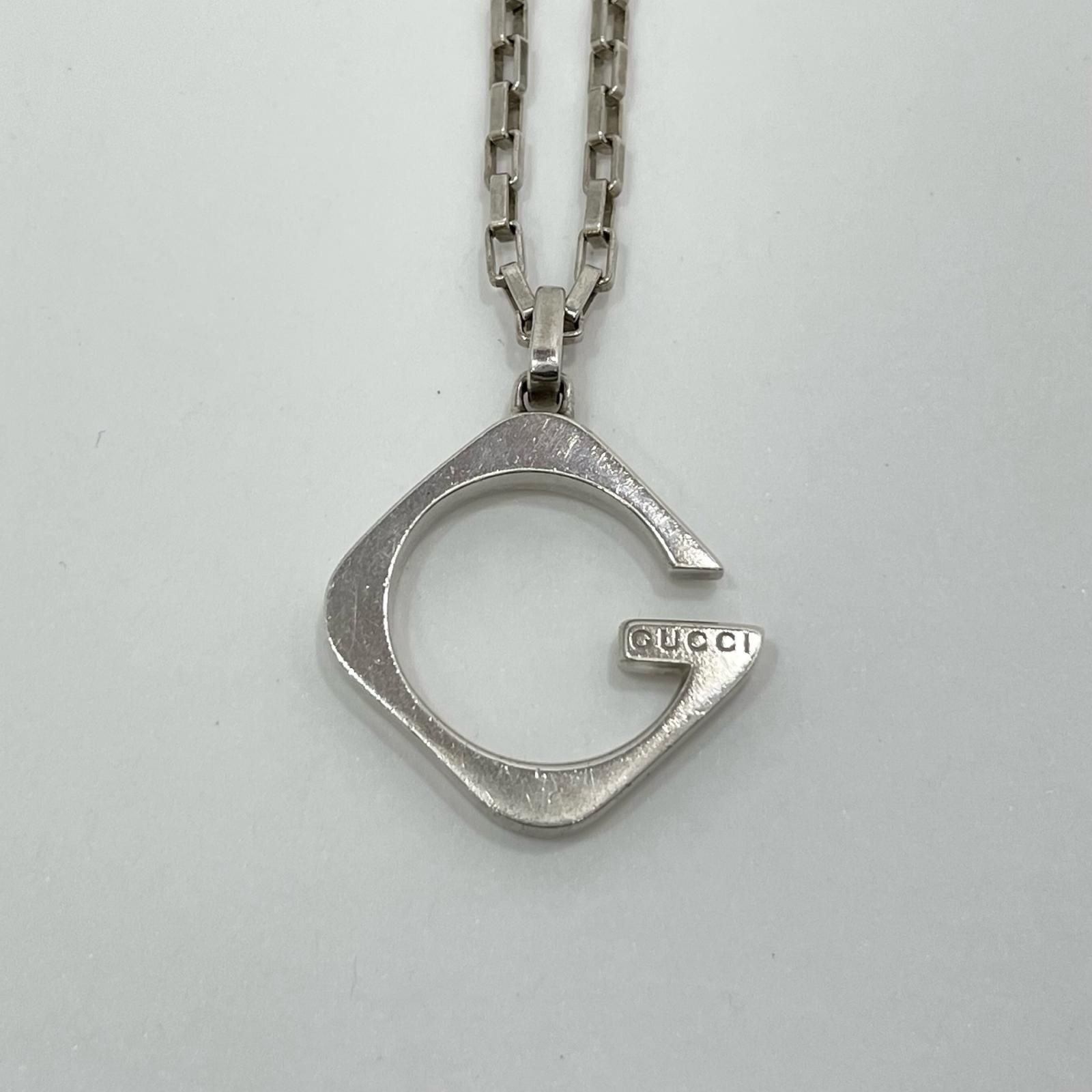 中古】GUCCI | グッチ スクエア G ペンダント ネックレス シルバー 