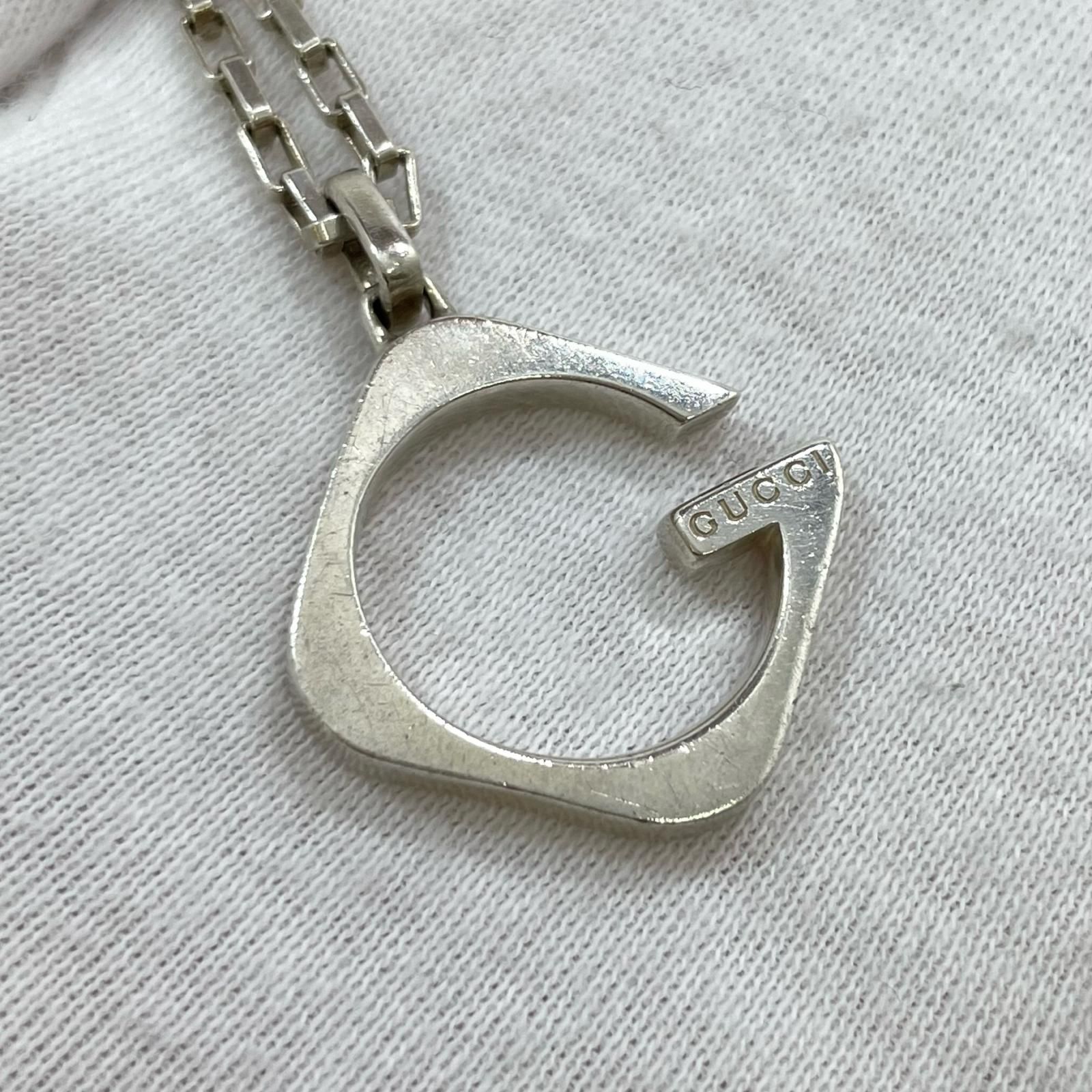 中古】GUCCI | グッチ スクエア G ペンダント ネックレス シルバー 