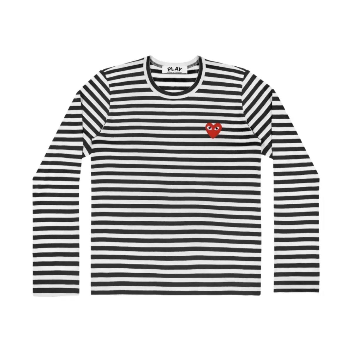 COMME des GARCONS PLAY ストライプ 長袖Tシャツ ブラック L 【公式通販】