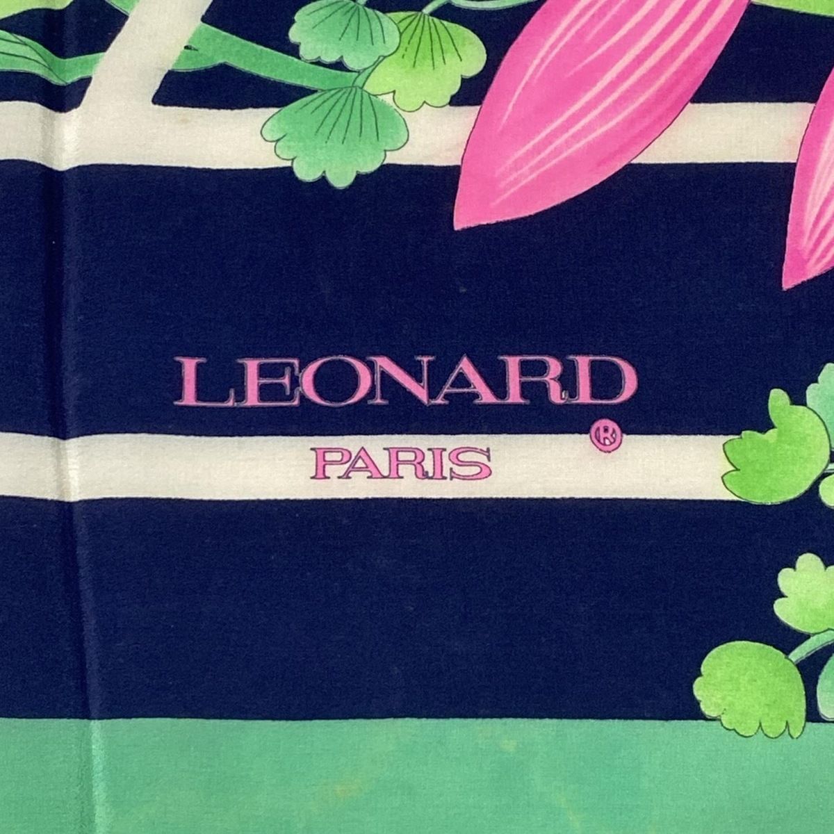 LEONARD(レオナール) スカーフ - ネイビー×ライトグリーン×マルチ 花柄