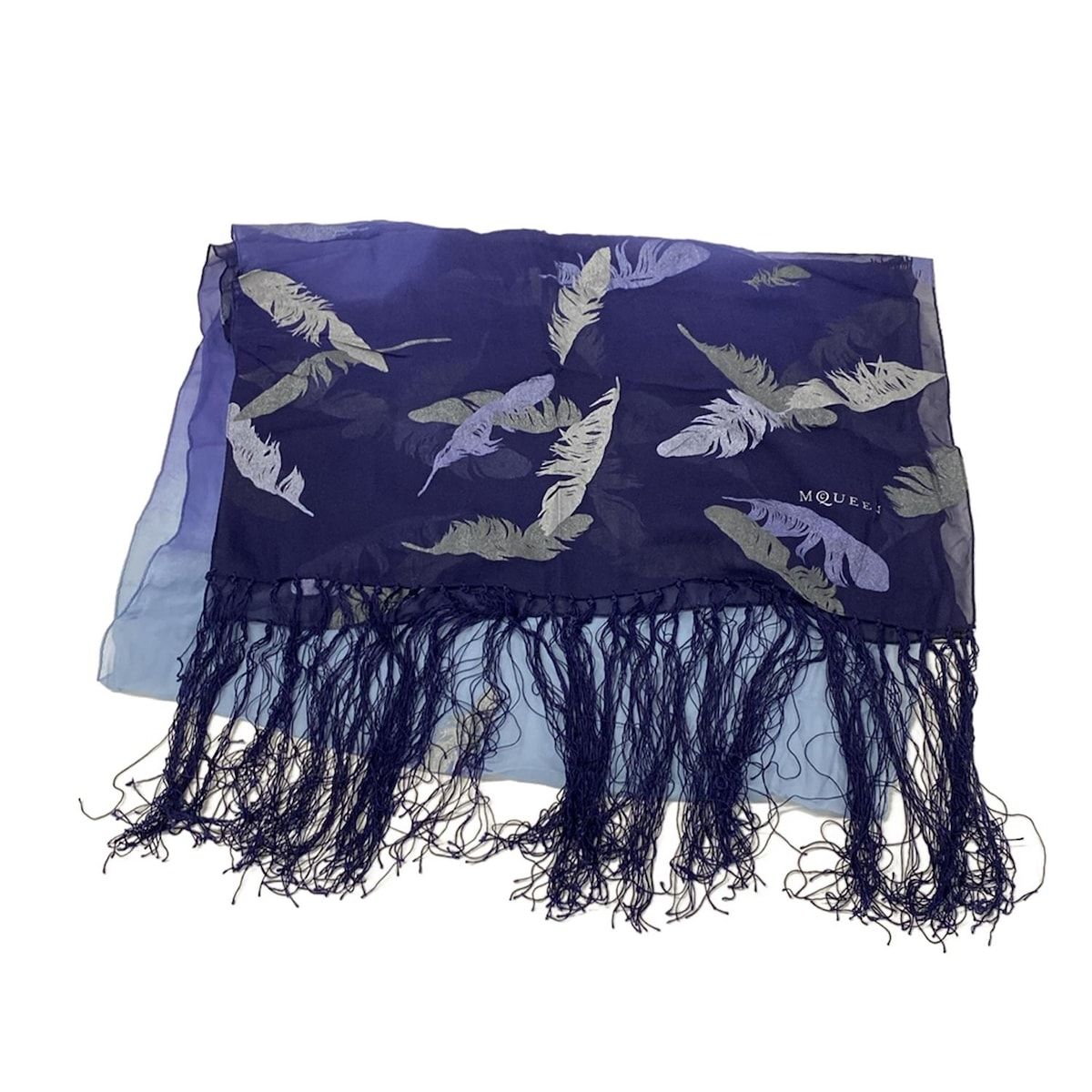 Alexander mcqeen スカーフ　レアカラー ALEXANDER McQUEEN(アレキサンダーマックイーン) スカーフ - ネイビー