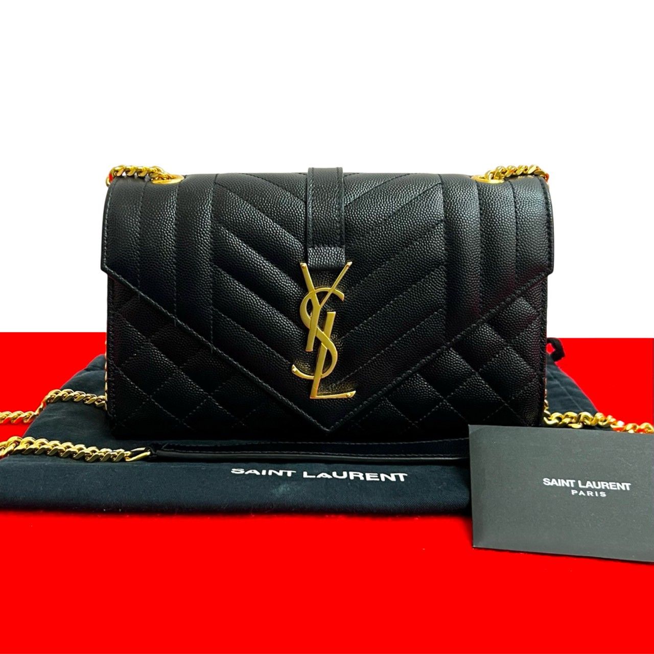 極 美品 袋付き SAINT LAURENT PARIS サンローランパリ カサンドラ YSL