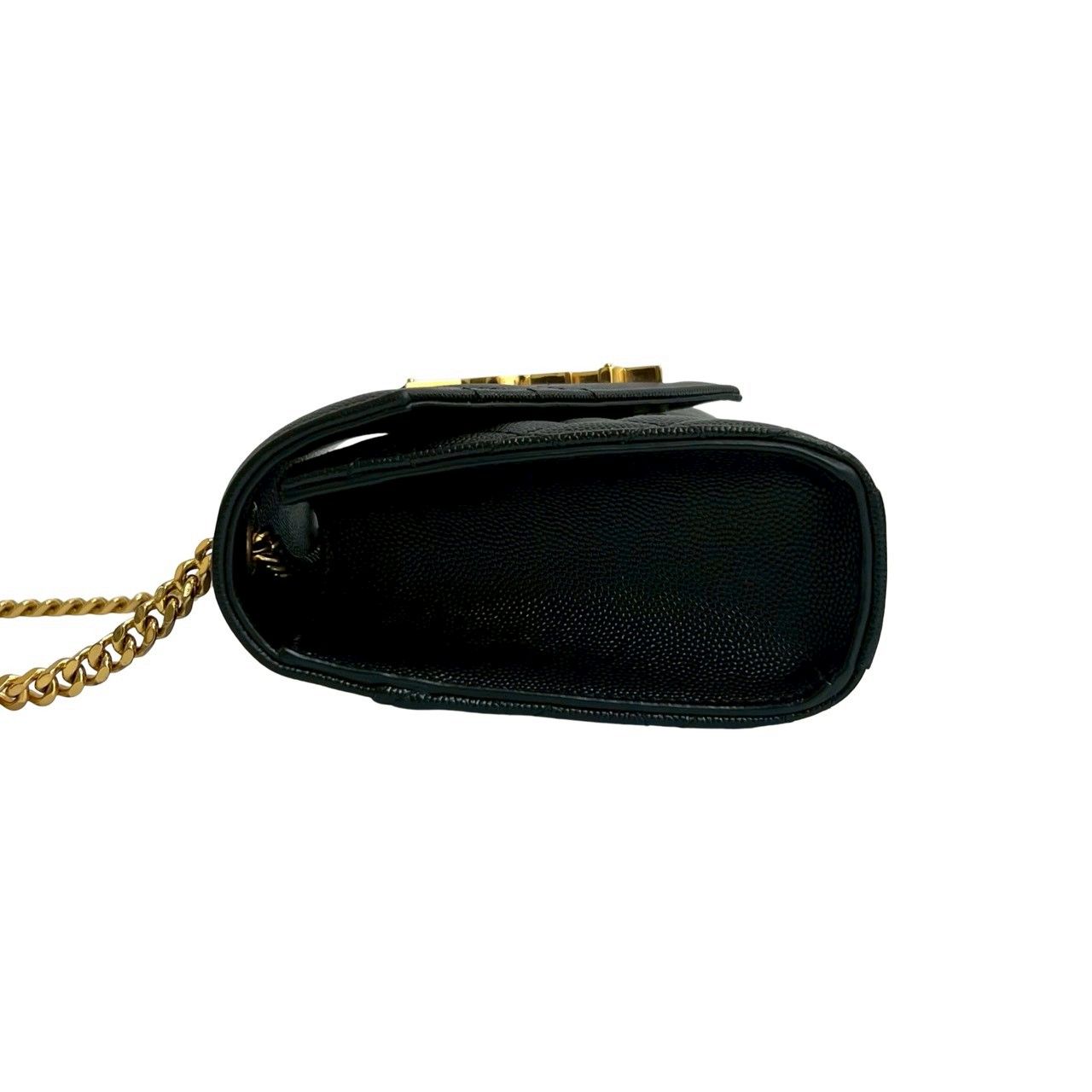 【極美品】イヴサンローラン　ショルダーバッグ　カサンドラロゴ　リザード　黒 YSL カサンドラロゴリザードショルダー(ヴィンテージバッグ