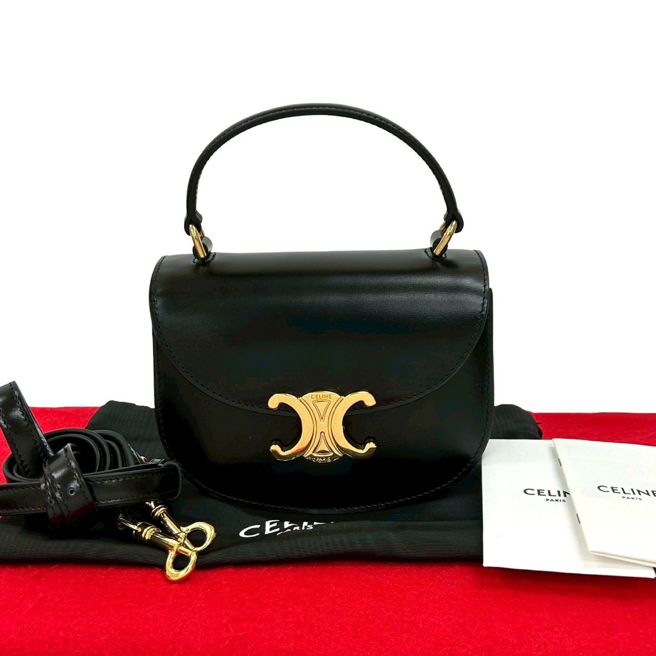 未使用保管品 袋付 CELINE セリーヌ ミニ ブザス クレア カーフレザー