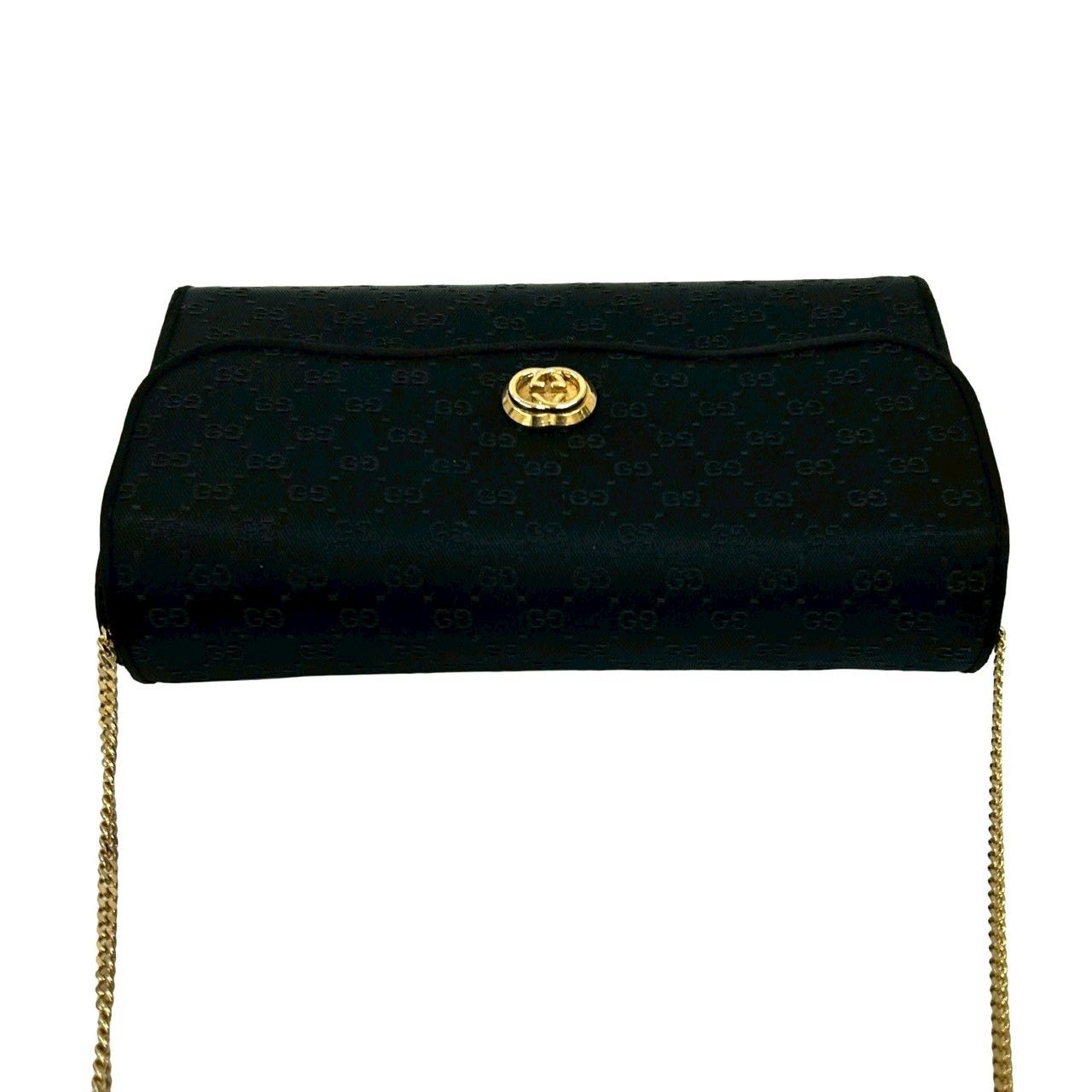 【GUCCI】ショルダーバッグ　マイクロGG ゴールド金具　ブラック 極 美品 GUCCI グッチ マイクロGG 柄 ロゴ 金具 ナイロン ミニ