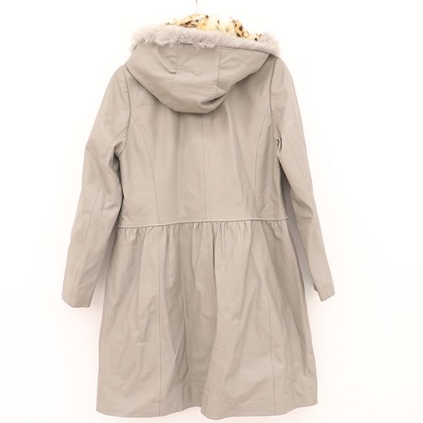 バルマン BALMAIN ラムレザー レッキス フーディー コート グレー 表示