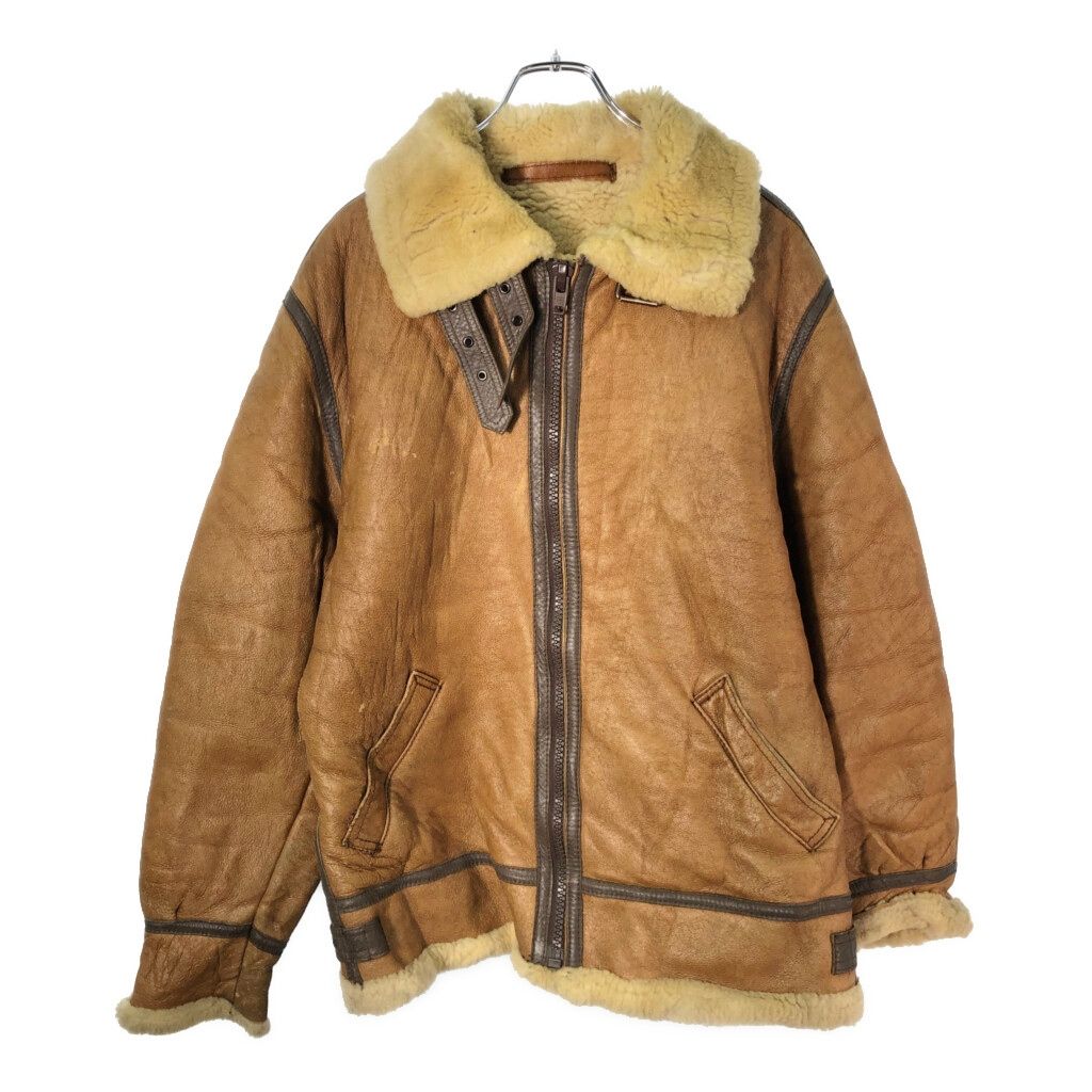 Brummell B-3 フライトレザージャケット シープスキン ライトブラウン(メンズ S相当)中古 古着 X2498 Brummell B-3 フライトレザージャケット シープスキン ライトブラウン