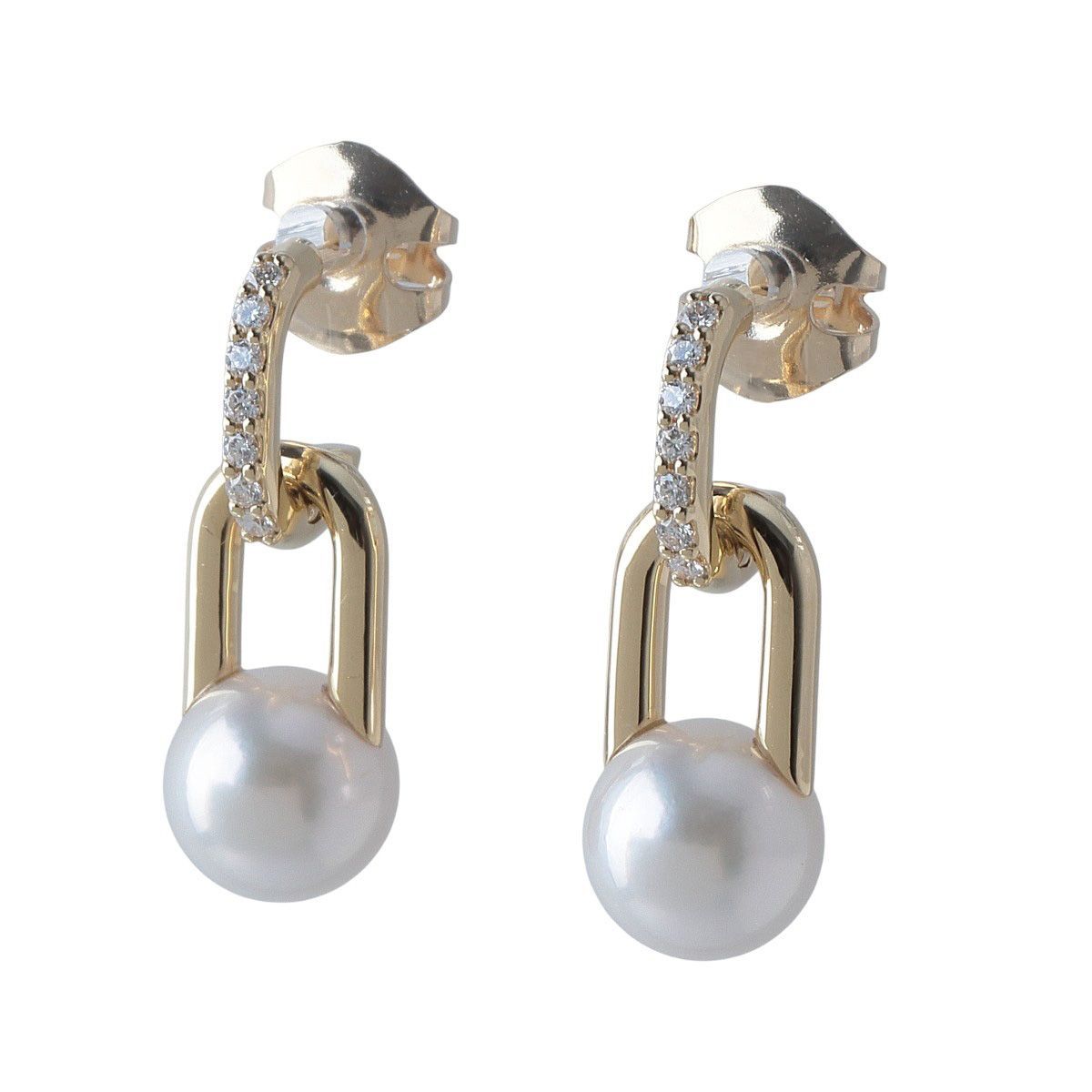 タサキ ファインリンク パール ダイヤ ピアス 現行モデル 7.3mm 0.06ct