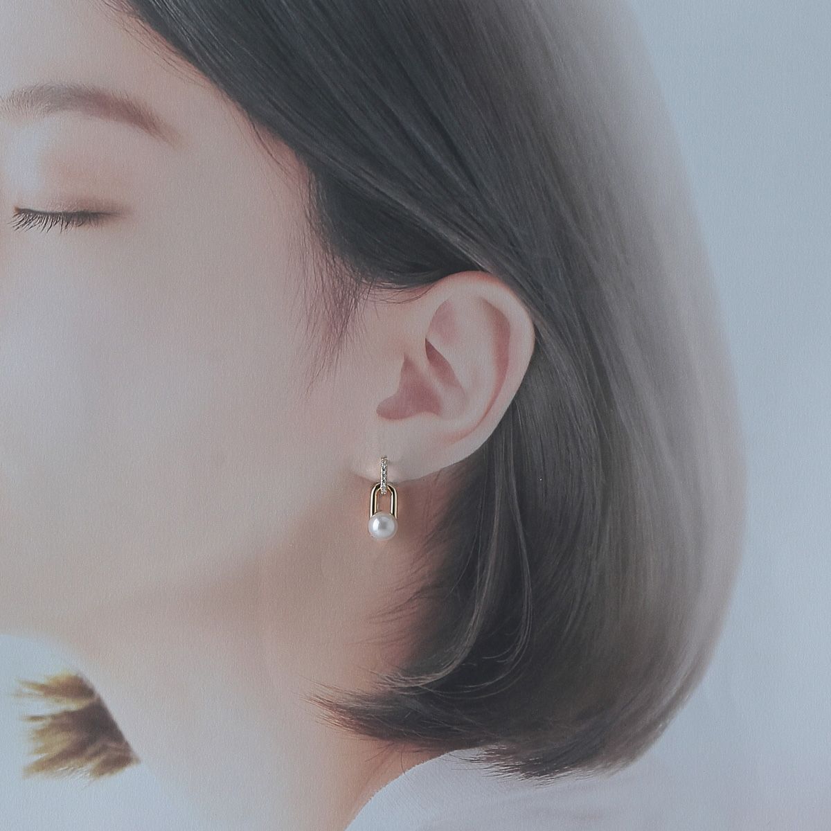 タサキ ファインリンク パール ダイヤ ピアス 現行モデル 7.3mm 0.06ct