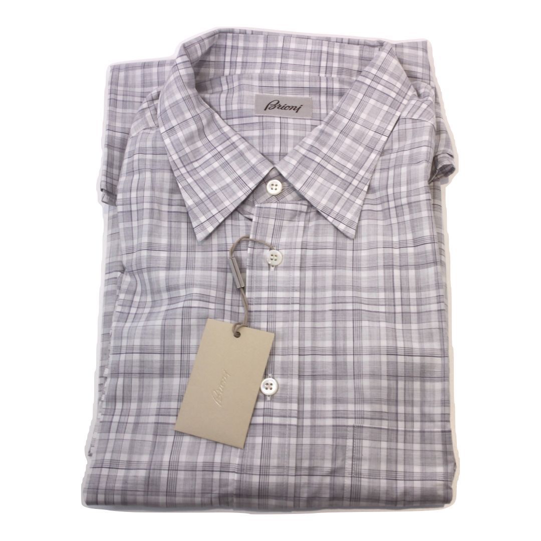 ☆【Brioni/ブリオーニ】 シャツ ワイシャツ チェックシャツ 長袖