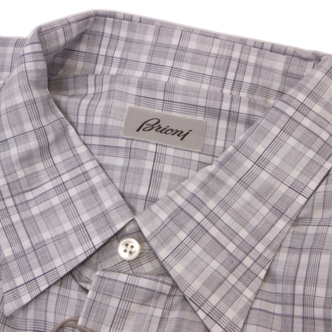 Brioni ブリオーニ チェック柄 長袖シャツ Brioni/ブリオーニ】 シャツ ワイシャツ チェックシャツ 長袖 グレー