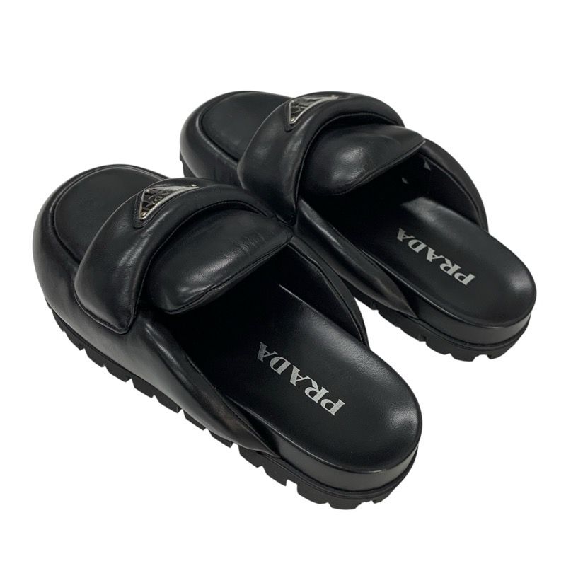 プラダ PRADA サンダル 靴 シューズ レザー ブラック 黒