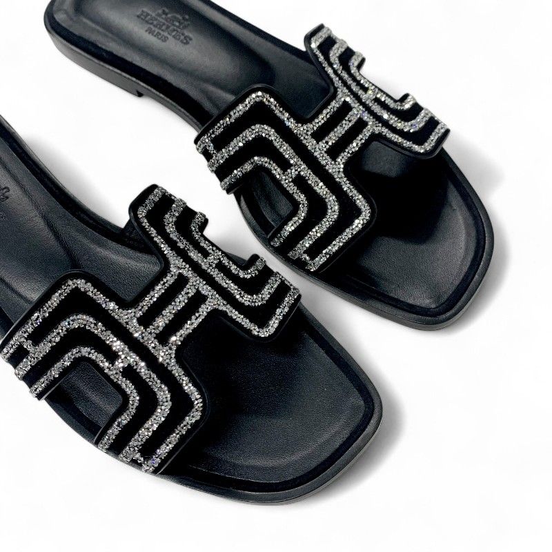 エルメス HERMES オラン サンダル 靴 シューズ スエード ブラック