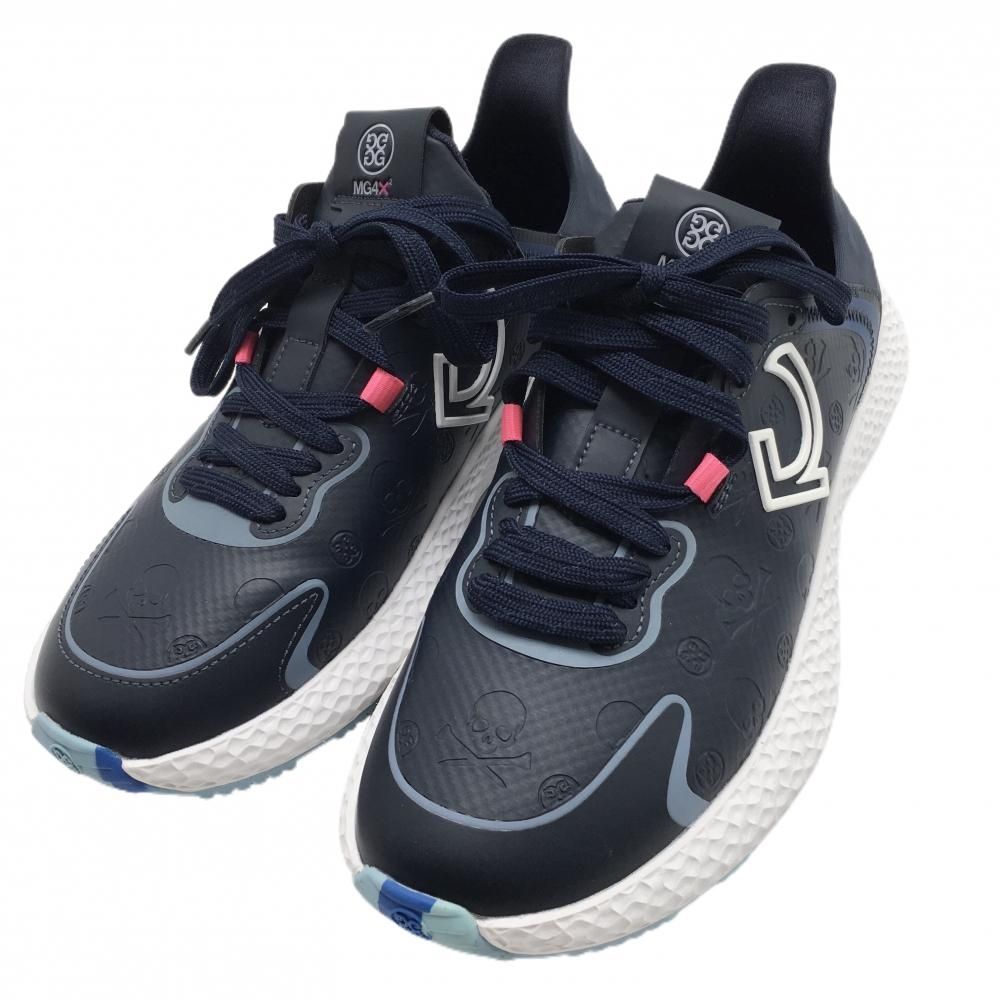 ジーフォア ネイビー ゴルフシューズ 女性用 美品】ジーフォア ゴルフシューズ ネイビー×白 GLF000017 Debossed