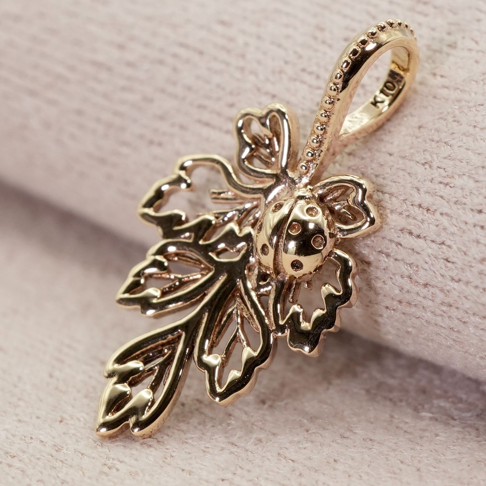 K10 アガット 透かし K10 リーフ チャーム ペンダントトップ/25-1394