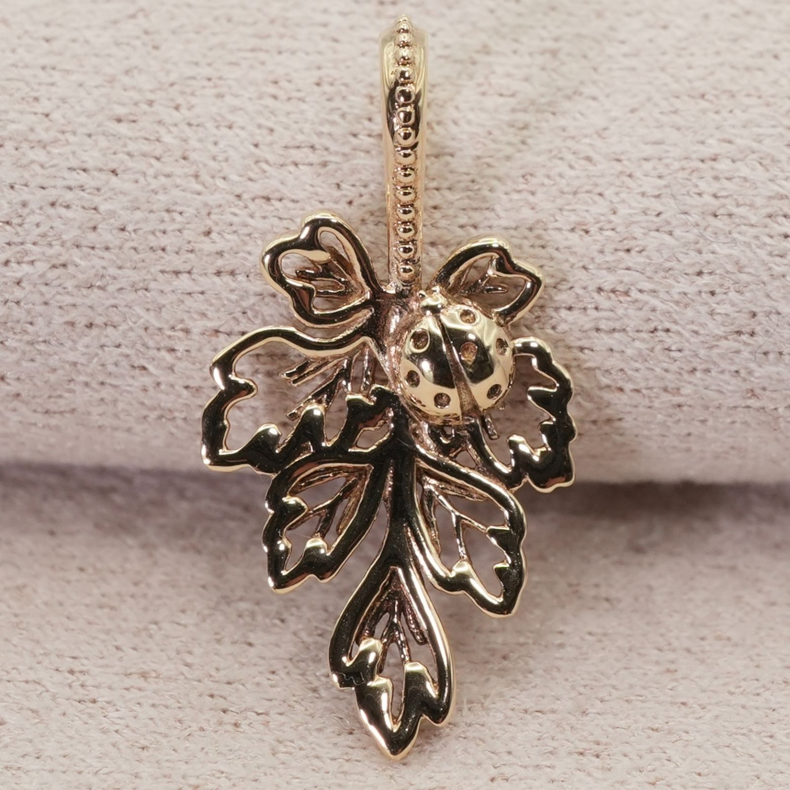 K10 アガット 透かし K10 リーフ チャーム ペンダントトップ/25-1394