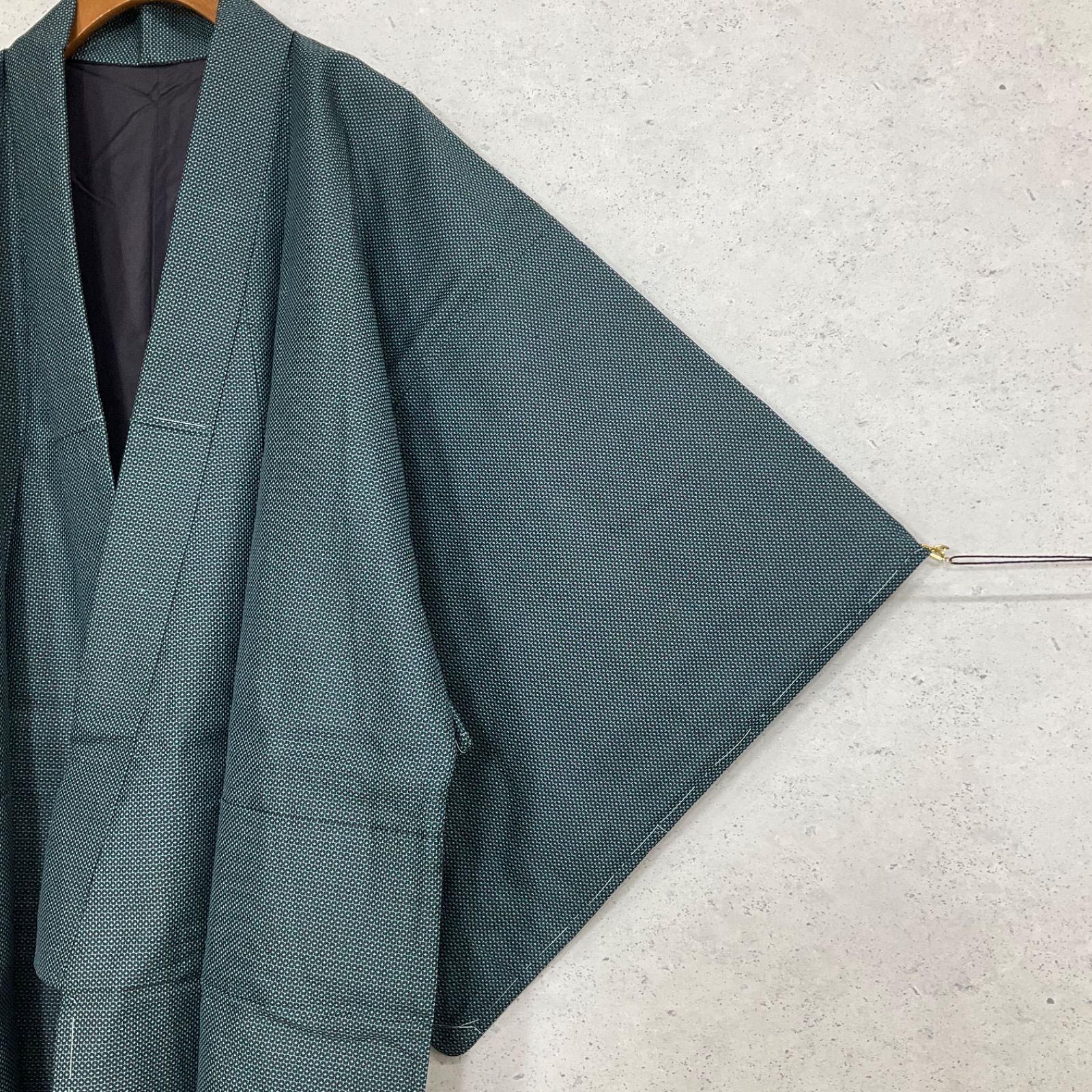 kimonoarisa◆未使用同然◆真綿紬◆袷◆仕付け◆裄67丈164 kimono+one＊男前屋＊未使用同然＊仕付け糸付き＊大島紬＊袷＊裄68.5丈