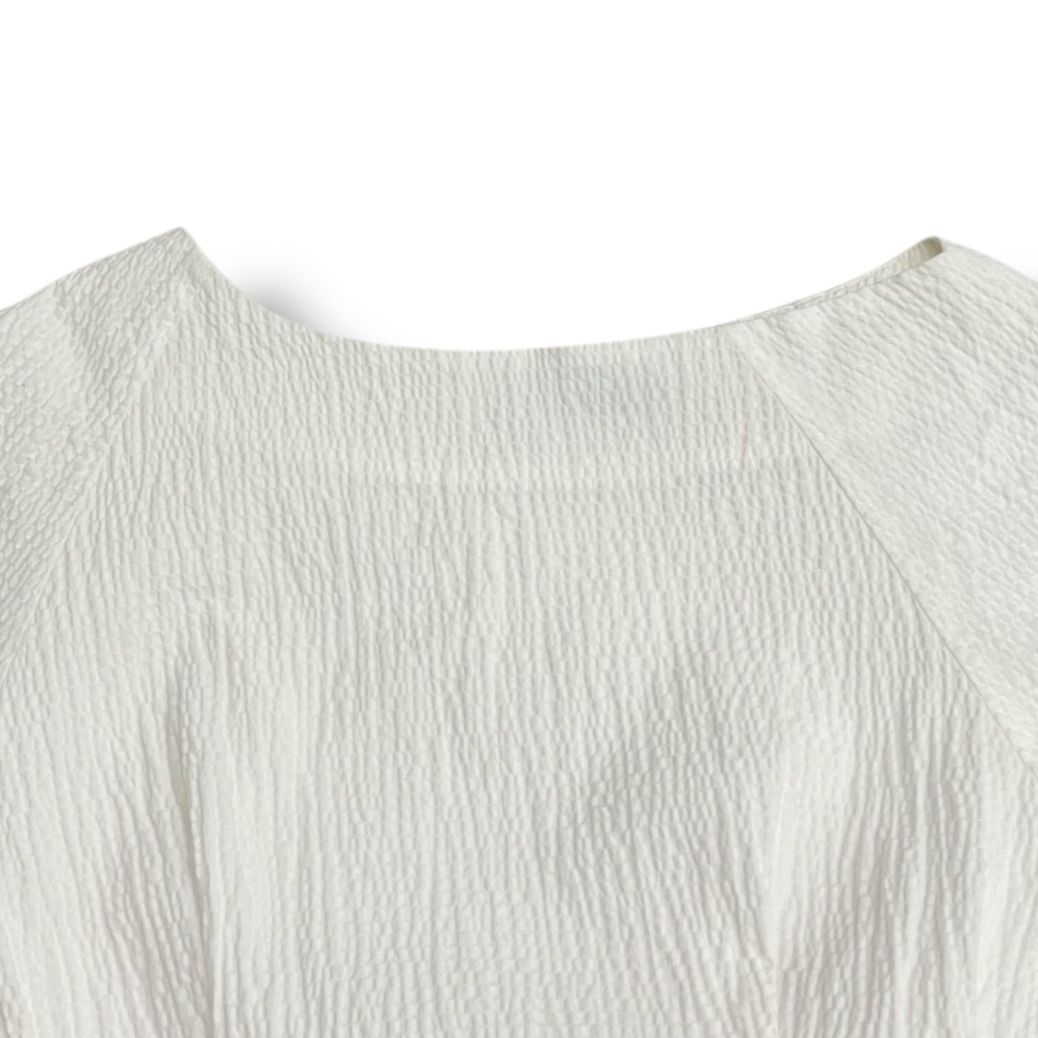 anuans アニュアンス リップルアシメネックワンピース ドレス ロングワンピース アシンメトリー サッカー素材 ベルト付 ホワイト 白 サイズXS  レディース 春 夏 ゴーゴー古着久喜倉庫店 No.1493 - メルカリ