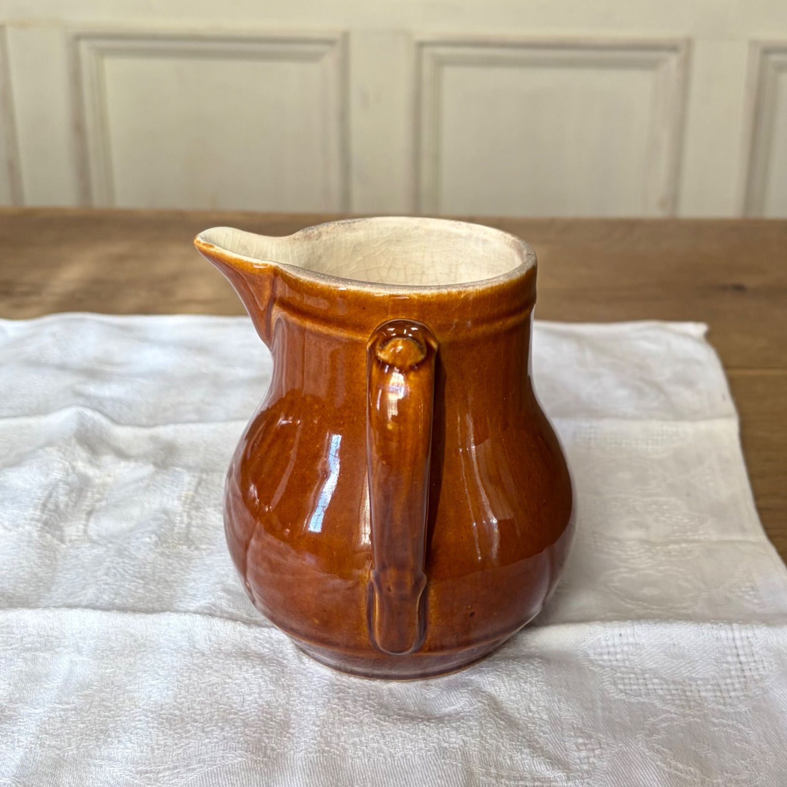 フランスアンティーク ピッチャー 茶色 飴色 ピッシェ フランス