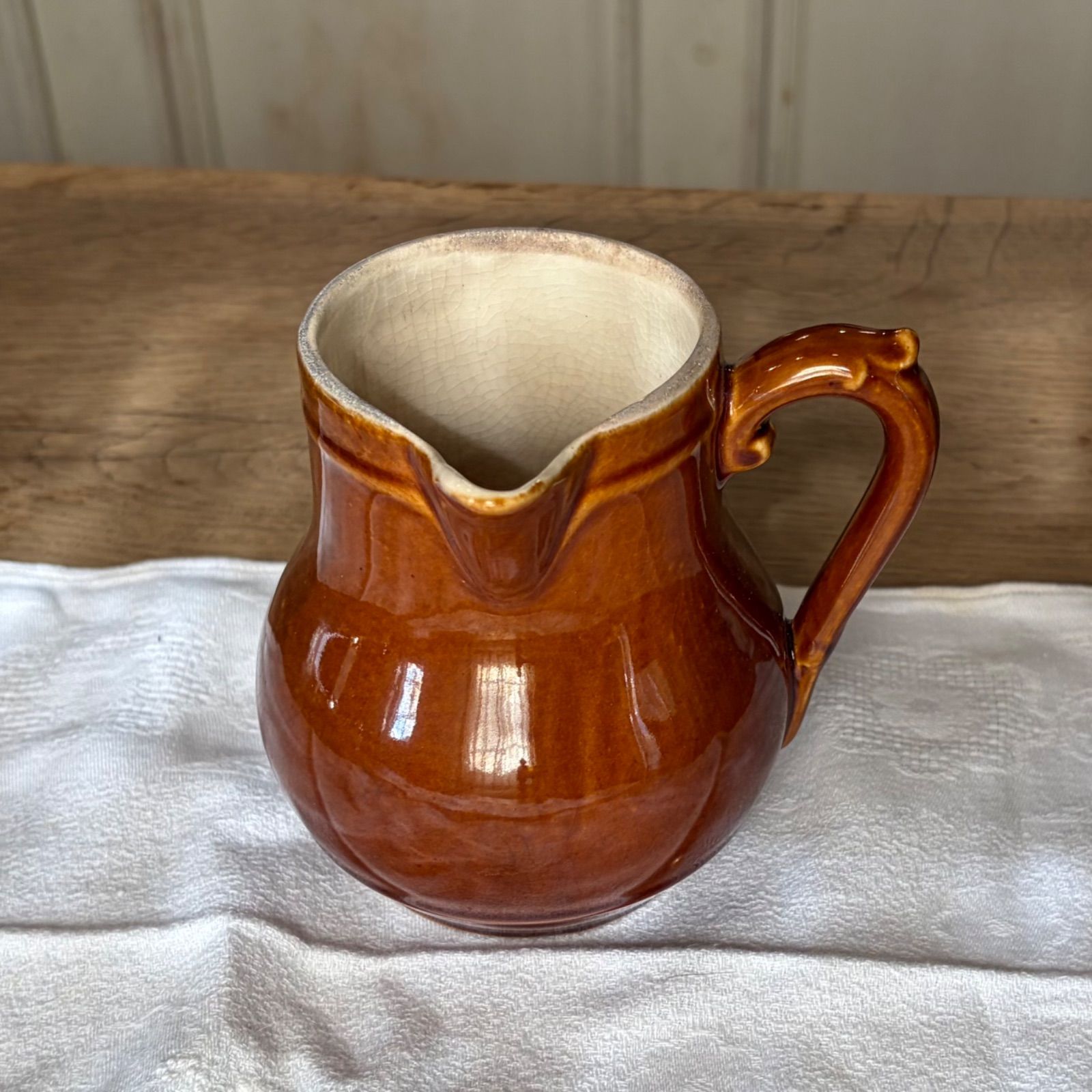 フランスアンティーク ピッチャー 茶色 飴色 ピッシェ フランス