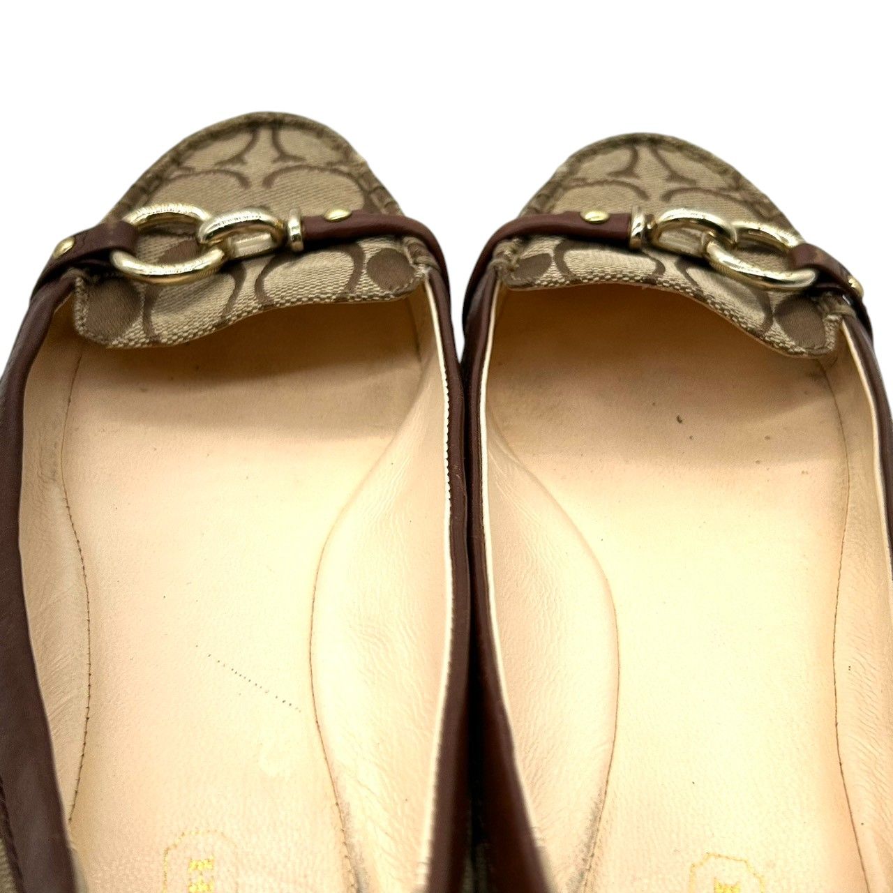 コーチ　フラットシューズ　バレエ　ブラウン　ロゴ　7.5 37 1/2 コーチフラットシューズバレエブラウンロゴ