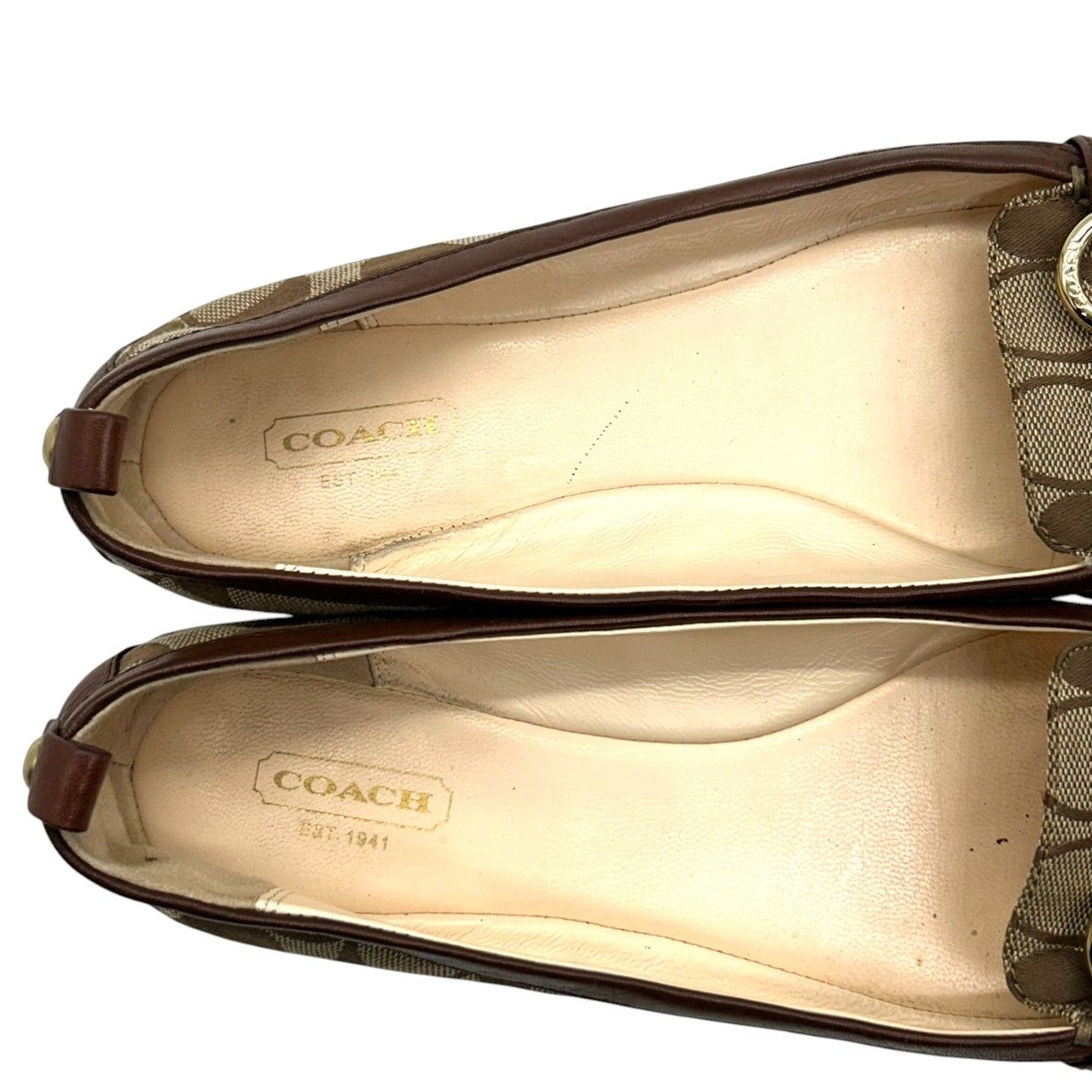 コーチ　フラットシューズ　バレエ　ブラウン　ロゴ　7.5 37 1/2 良品】コーチ COACH パンプス フラットシューズ バレエシューズ