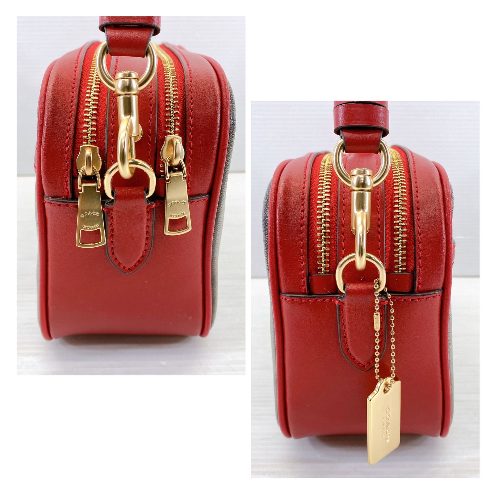 □ COACH シグネチャー ショルダーバッグ F68168 レッド ダブル 