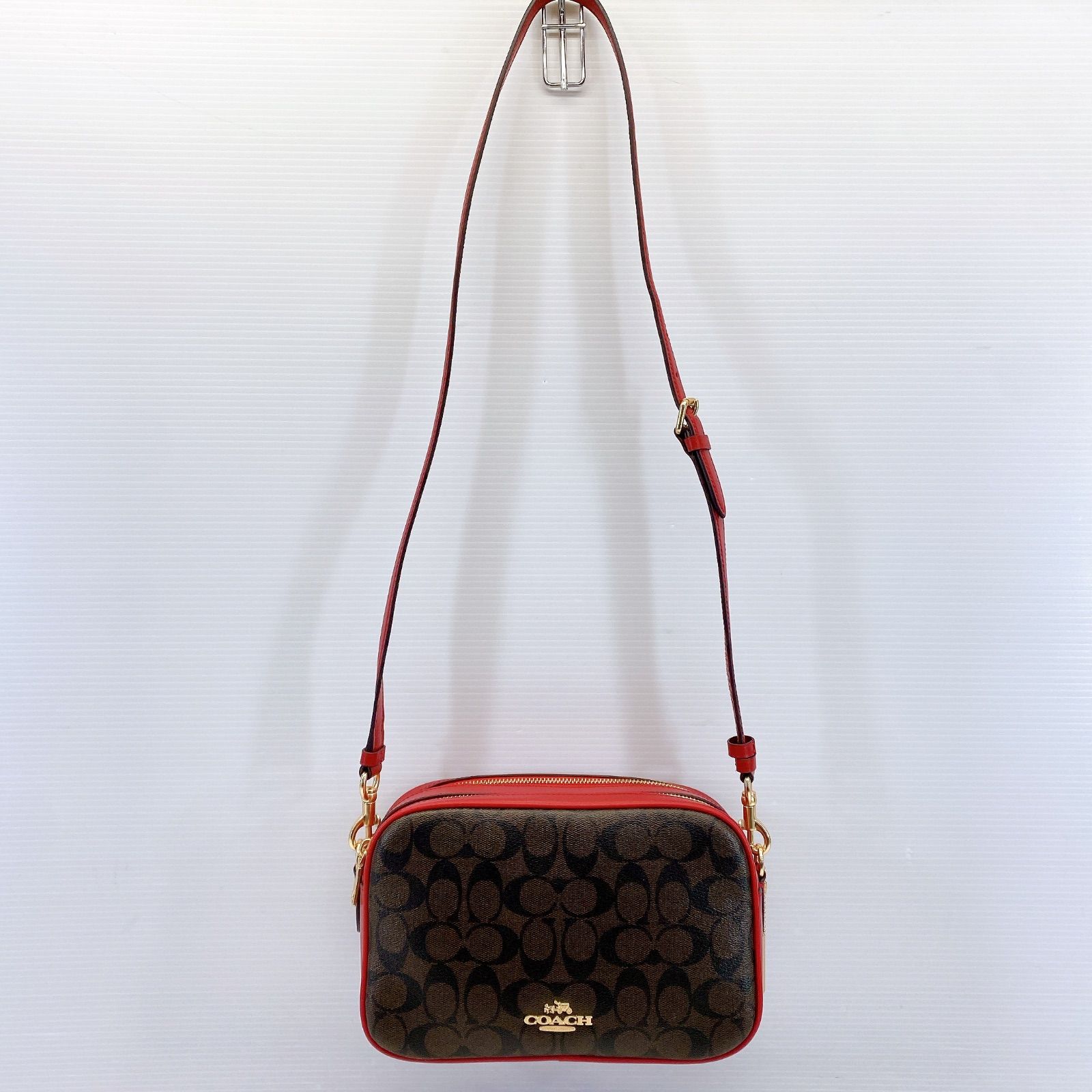 □ COACH シグネチャー ショルダーバッグ F68168 レッド ダブル 