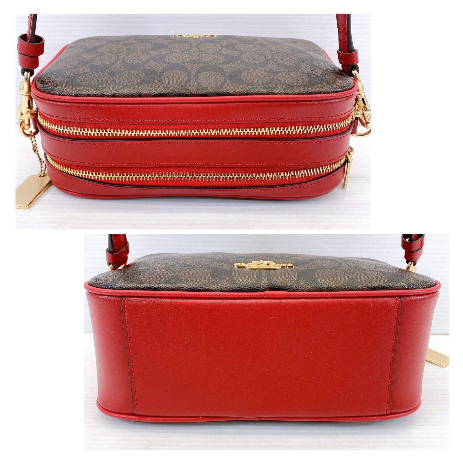 □ COACH シグネチャー ショルダーバッグ F68168 レッド ダブル 