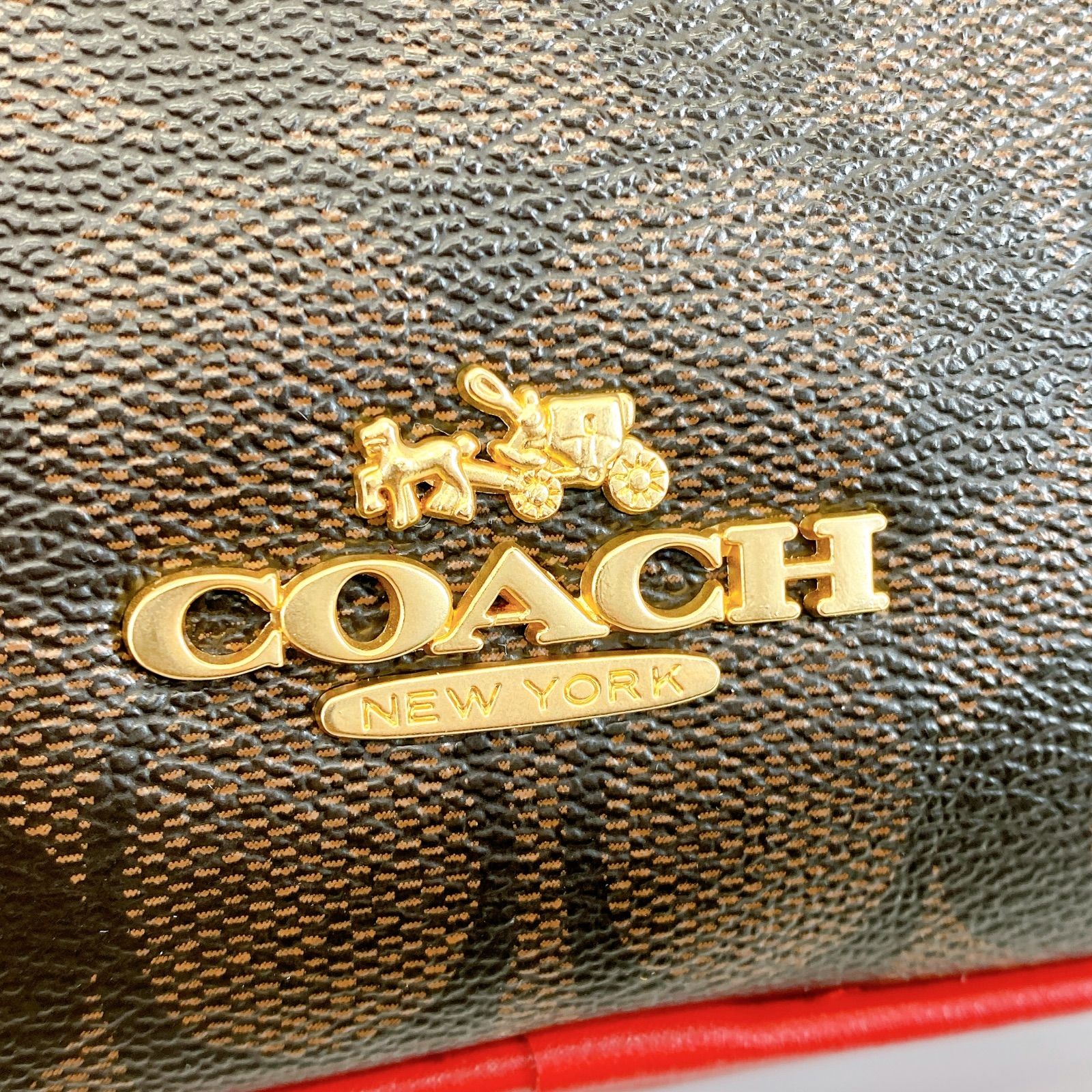 □ COACH シグネチャー ショルダーバッグ F68168 レッド ダブル 