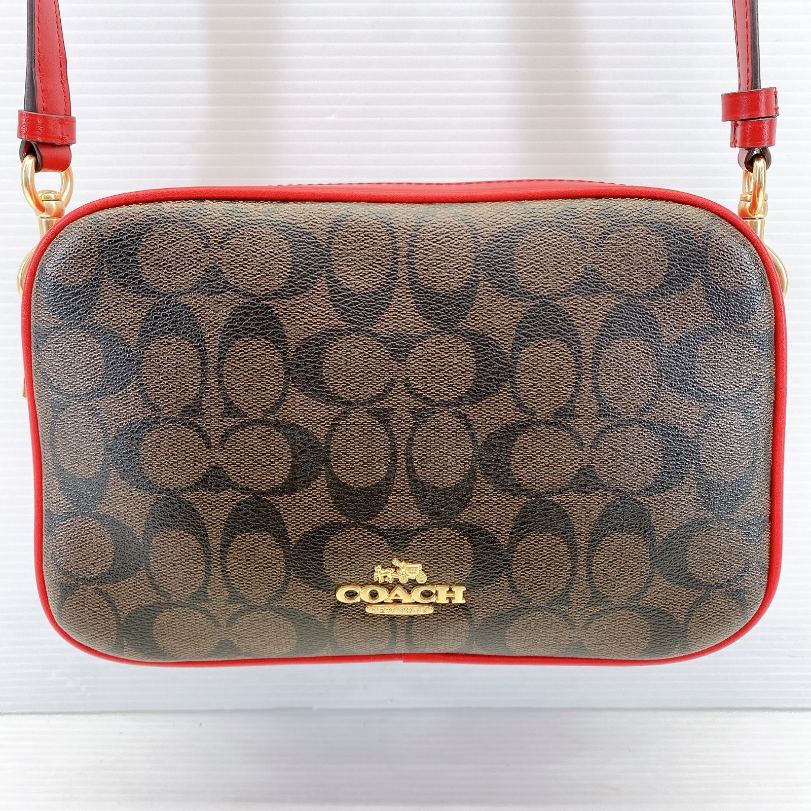 □ COACH シグネチャー ショルダーバッグ F68168 レッド ダブル 