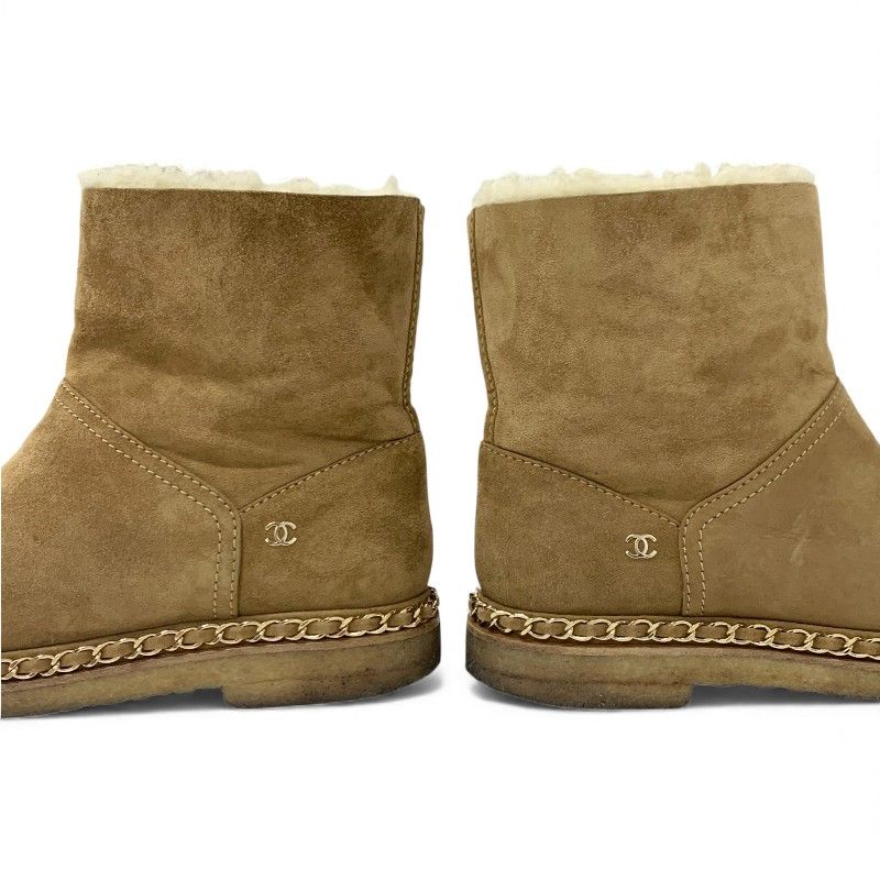 CHANEL シャネル ココマーク ムートンブーツ スエード ボア ベージュ シャネル CHANEL ブーツ ショートブーツ 靴 シューズ スエード