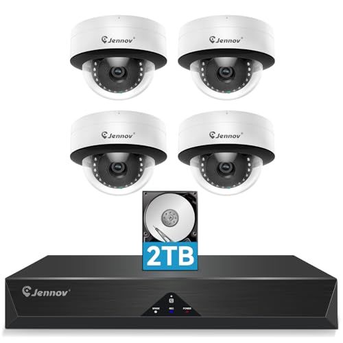 800万画素対応 JENNOV 防犯カメラ 屋外 poe 人体 車両検知機能 2 TBHDD内蔵 24時間録画機能付き ドーム型 監視カメラ 有線 4台セット 音声記録 4 K録画機NVR 室内カメラ 暗視撮影 スマホ連動 パソコン 遠 64 edec 0 c