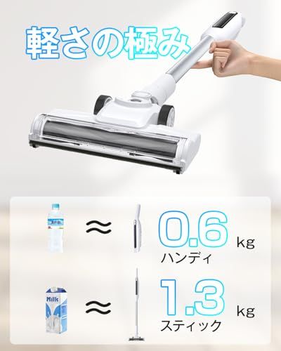 掃除機コードレス 軽量 強力 2025最新型!業界初!70 KPa強力吸引-超軽量0.6 kg-スタンド不要の自立式-Type-C充電式-LEDライト サイクロン式 コードレス掃除機 2 WAY 低騒音 50分連続稼働 スティッククリーナ a 33 c 9 de 7