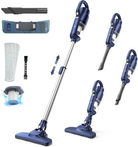 コードレス掃除機 サイクロン式 超軽量 スティッククリーナー 55 kPaパワフルな吸引力 水拭き機能付き 33分間連続稼働 静音設計 伸縮パイプ 壁掛け収納 HS 827 D 5157 ea 22
