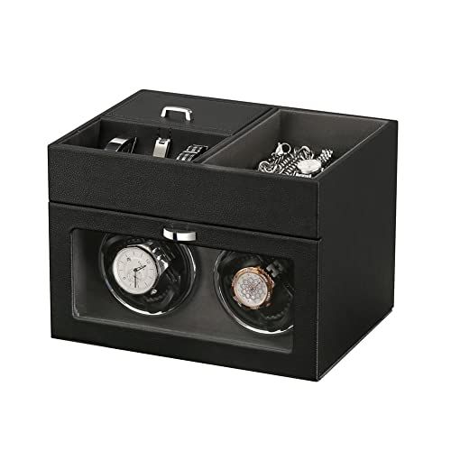 ワインディングマシーン 2本巻き ウォッチワインダー 自動巻き時計ワインディングマシーン 日本製 マブチモーター 設計 新型の腕時計自動巻き上げ機 木製 男女の腕時計は全部使えます 2025年アップグレード 外黒内灰-W 142 G 4405 de 1 d