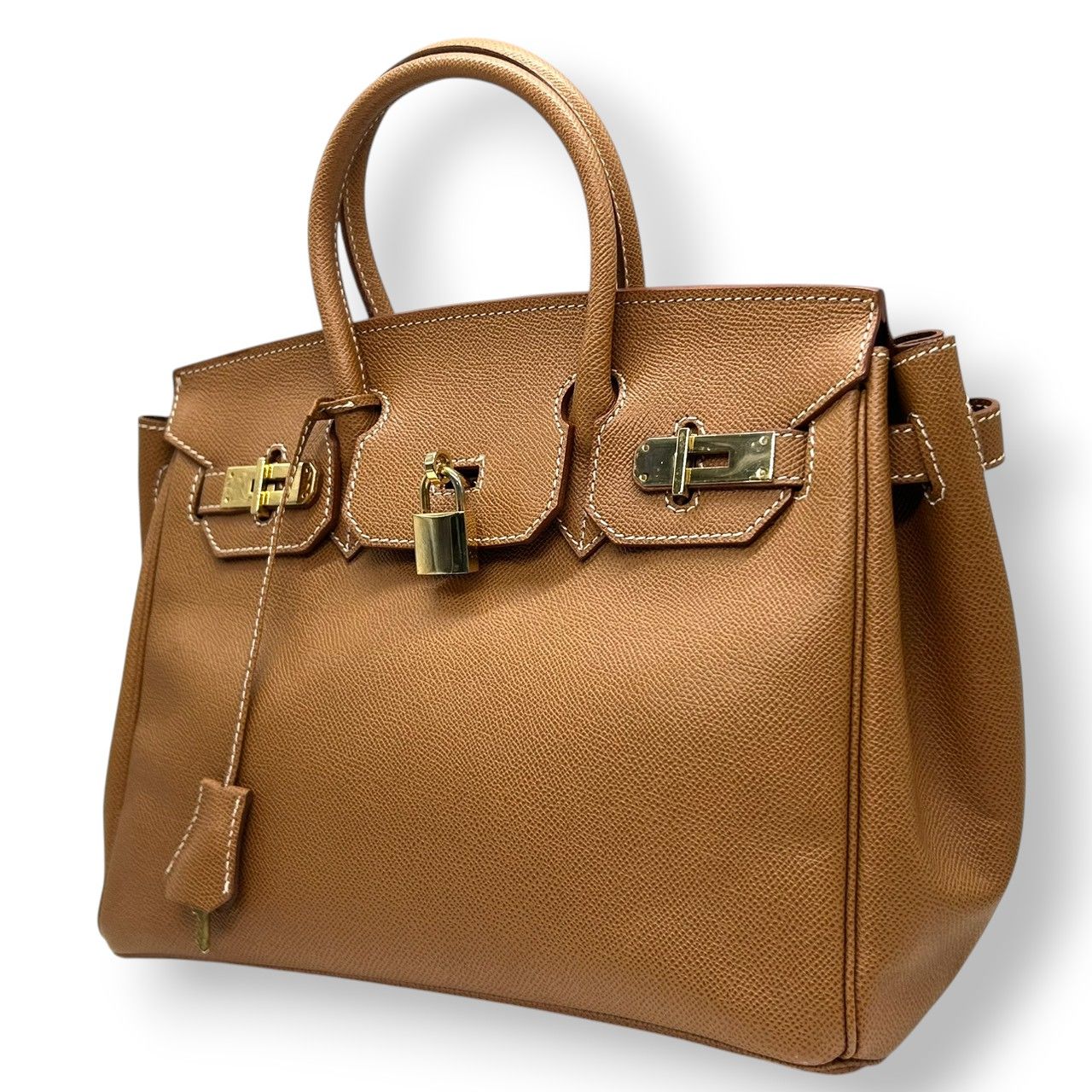 ハンドバッグ カデナ 南京錠 金色 レザー 本革 ブラウン 茶色 ノーブランド 美品】ブーティー BUTI ハンドバッグ トートバッグ レザー 本革