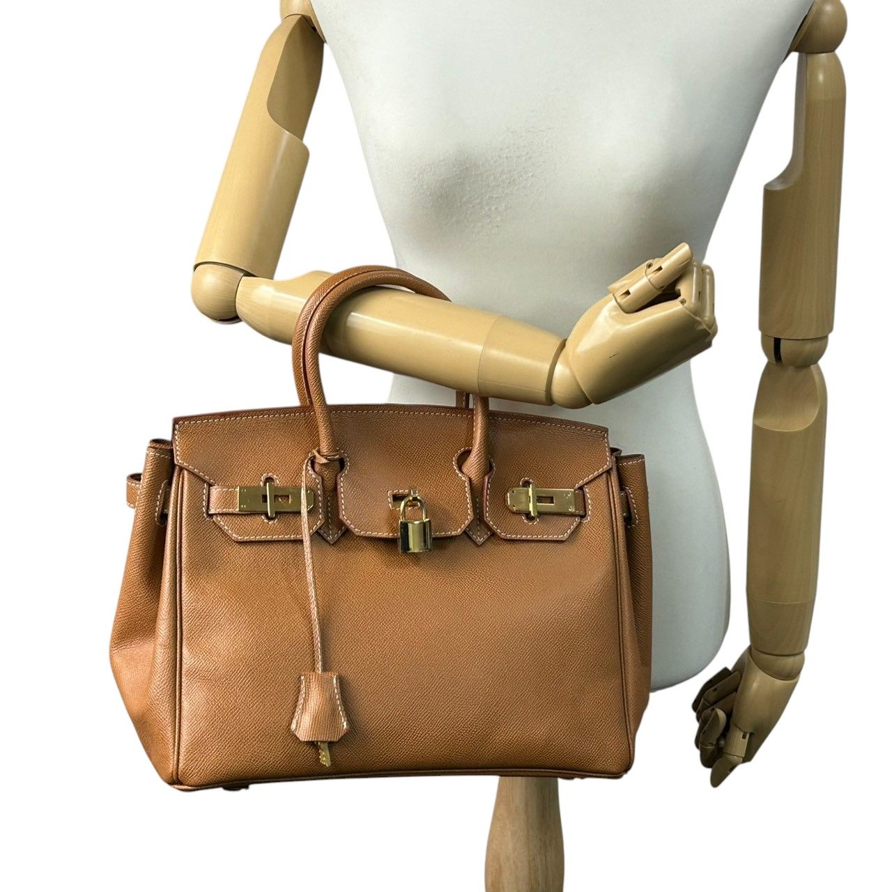 ハンドバッグ カデナ 南京錠 金色 レザー 本革 ブラウン 茶色 ノーブランド 美品】ブーティー BUTI ハンドバッグ トートバッグ レザー 本革