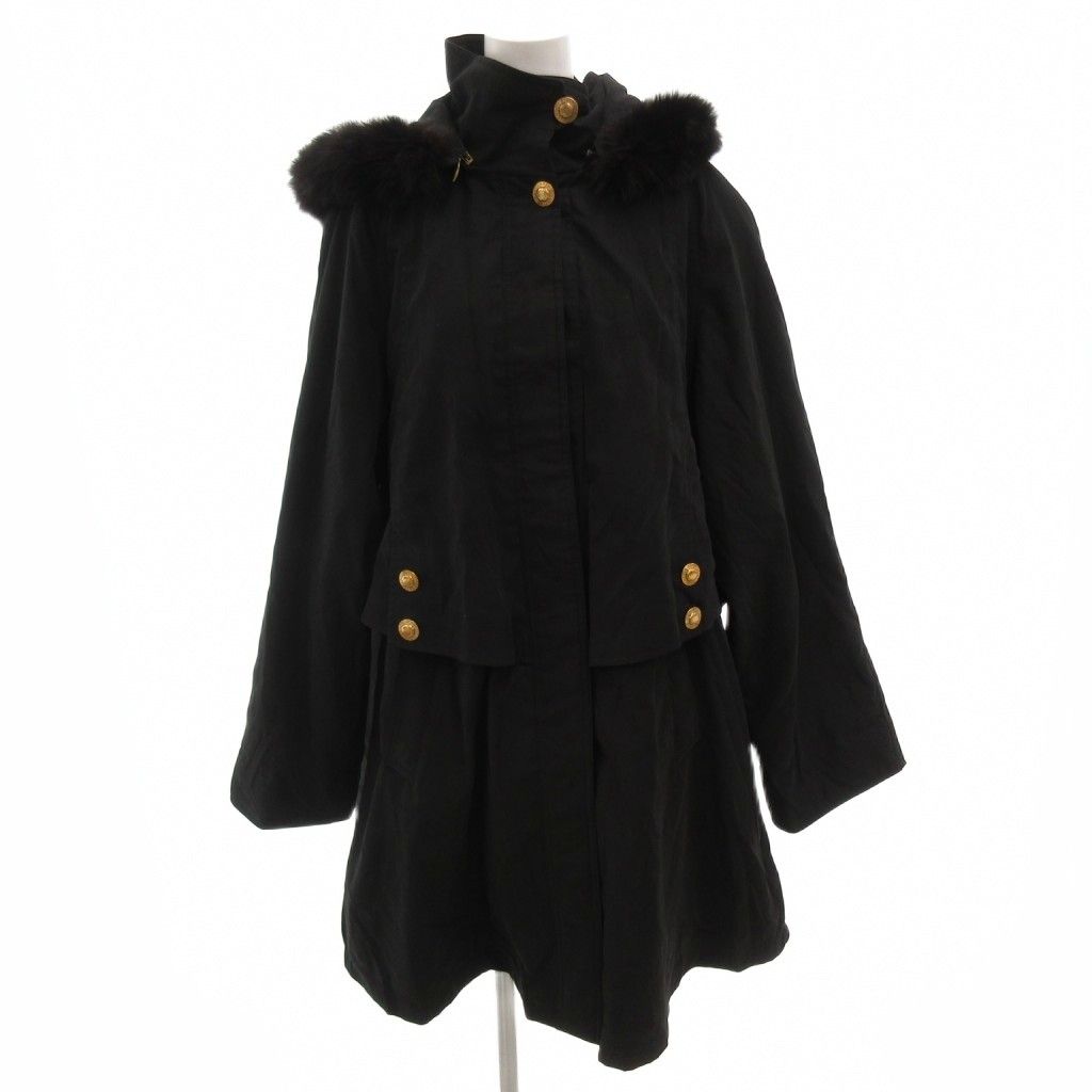 美品 ジャンルイシェレル ダウン アウター コート M フォックスファー ロング ジャンルイシェレル JEAN-LOUIS SCHERRER フォックスファーコート