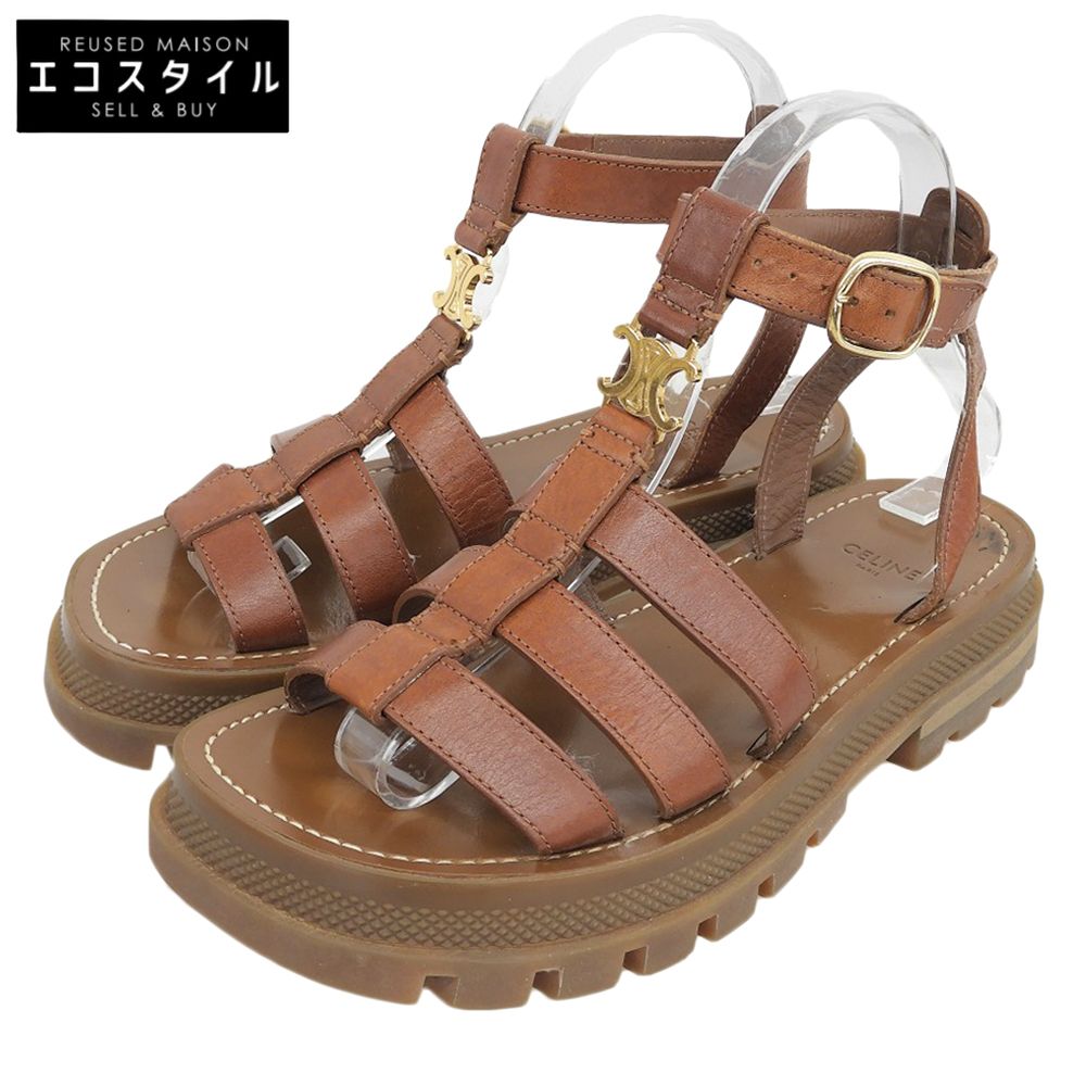 CELINE セリーヌ 美品 レザー トリオンフ グラディエーター サンダル