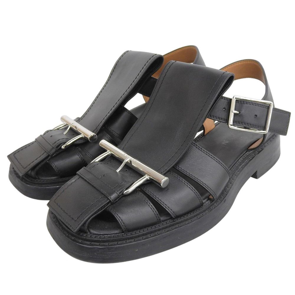 Alexander McQueen　アレキサンダーマックイーン　メンズサンダル黒 Alexander McQueen アレキサンダーマックイーン Tバーケージ サンダル