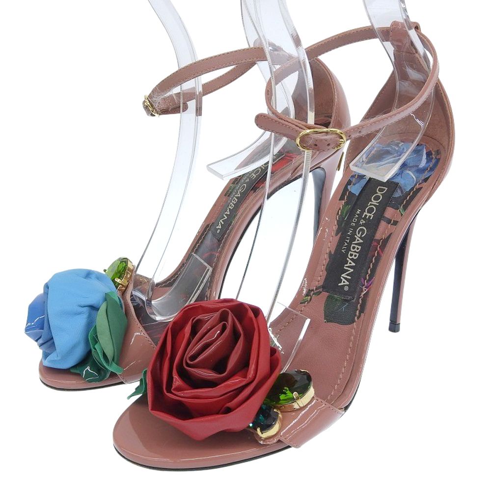 DOLCE&GABBANA ドルチェアンドガッバーナ フラワー パテント アンクル