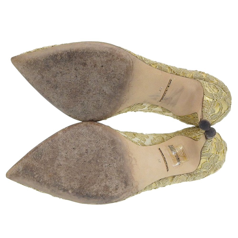 ドルチェアンドガッバーナ　ビジューパンプス37 DOLCE&GABBANA ドルチェアンドガッバーナ レース ビジュー付 ヒール