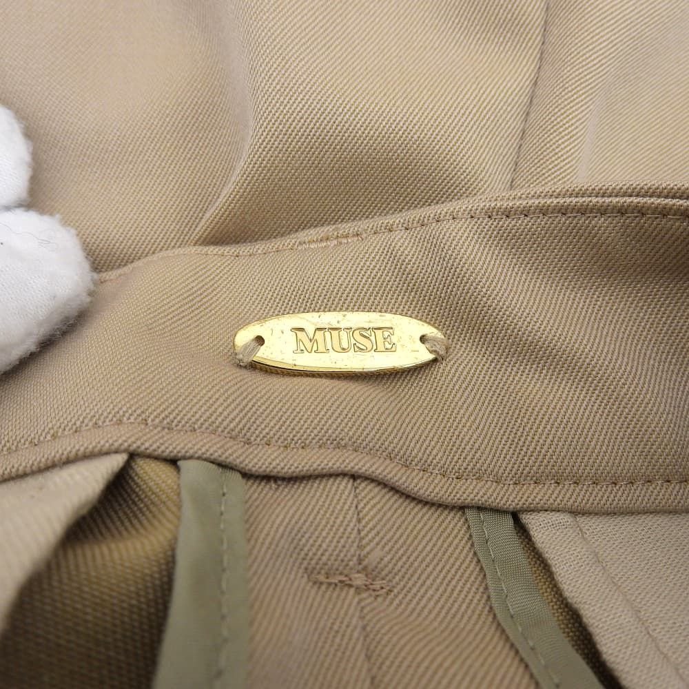 MUSE ミューズ 美品 ウール センタープレス ワイドスラックスパンツ  