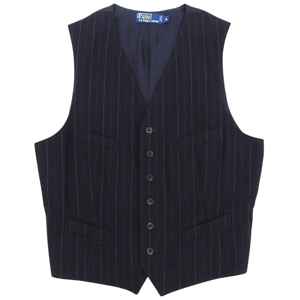 極美品RRL ネイビー ストライプ ベストMサイズ POLO RALPH LAUREN ポロ ラルフローレン ストライプ ジレ ベスト